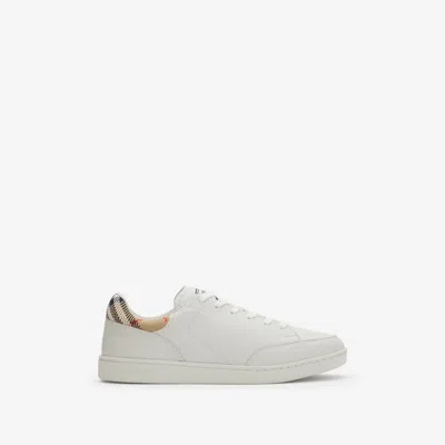 Burberry Check Cuff Leather Set Trainers In White