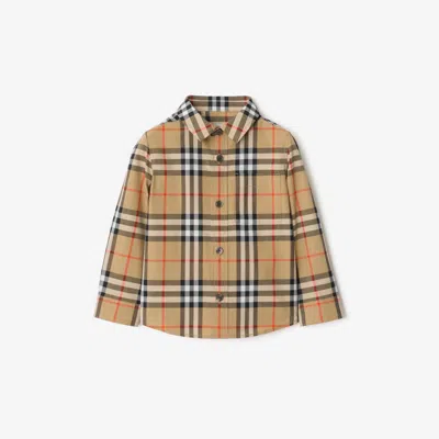 Burberry Childrens Check Cotton Shirt In Brown