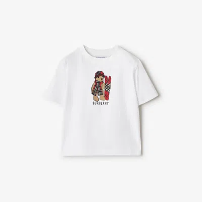 Burberry Childrens Ski Bear Cotton T-shirt In Green