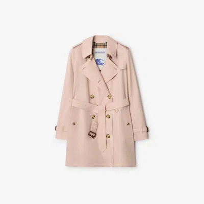 Burberry Short Tropical Gabardine Kensington Trench Coat In Pink