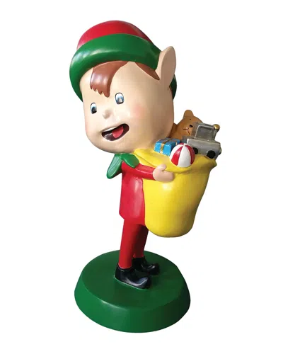 Barcana Live Form Elf With Toy Outdoor Christmas Decoration, 30" In Multi