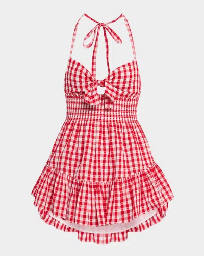 Loveshackfancy Trishelle Gingham Mini Dress In Red