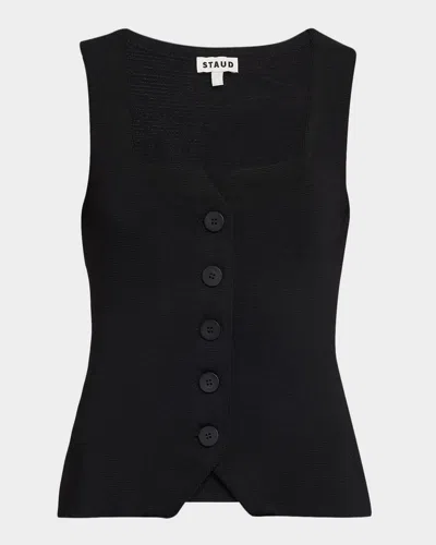 Staud Marisa Square Neck Vest In Black