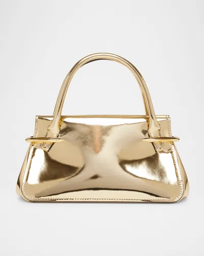 Givenchy Pinch Mini Shoulder Bag In Metallic Leather In Gold