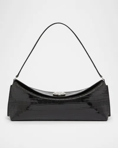 Jacquemus Le Calisson Crocodile-effect Leather Shoulder Bag In Black