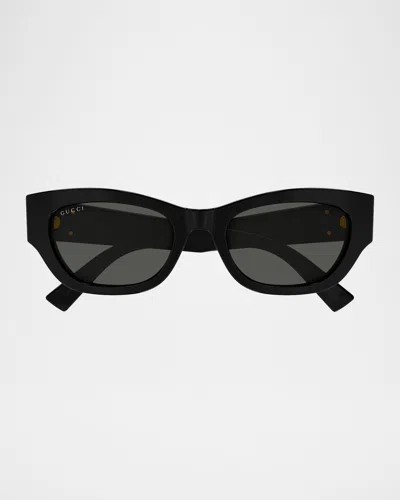 Gucci Gg Extruded 53mm Acetate Cat-eye Sunglasses In Black