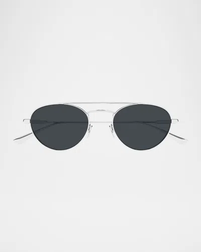 Saint Laurent Silver-silver-grey Metal Sunglasses In Silver