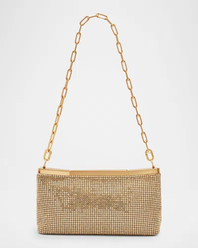Cult Gaia Felice Glass Crystal Clutch Bag In Gold