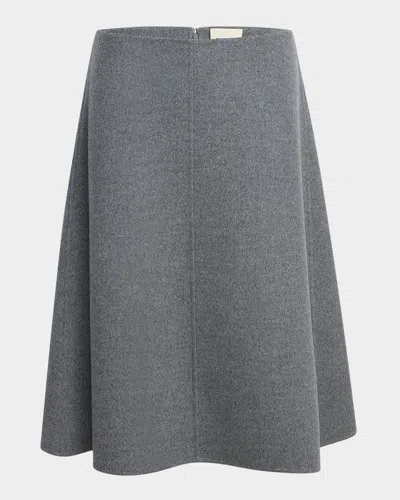 Khaite Nania Brushed Wool A-line Skirt In Gray