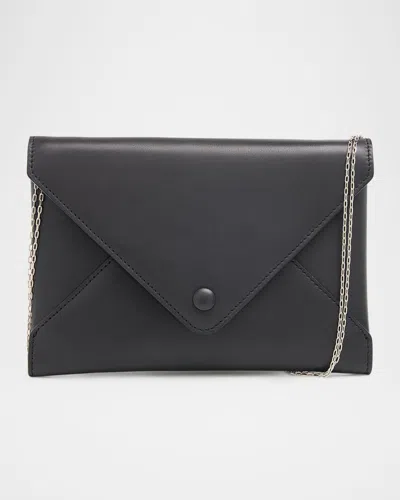 The Row Leather Envelope Clutch With Strap In Black