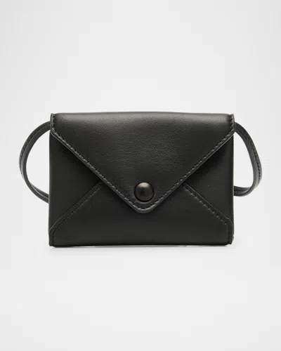 The Row Mini Envelope Leather Pouch With Strap In Black