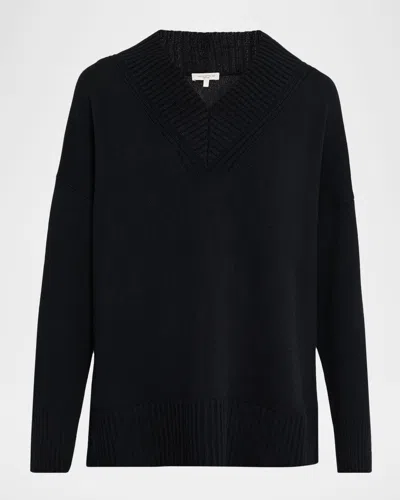 Lafayette 148 Cashmere Deep V-neck Sweater In Black