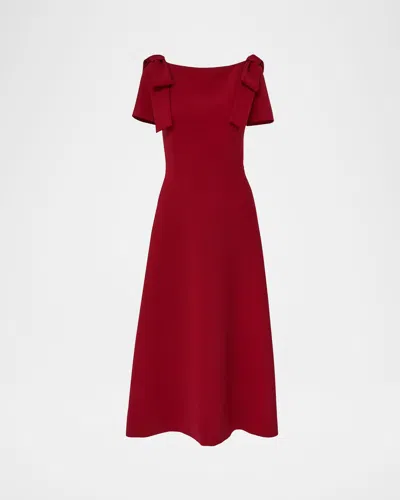 Carolina Herrera Bow-shoulder Short-sleeve A-line Dress In Burgundy