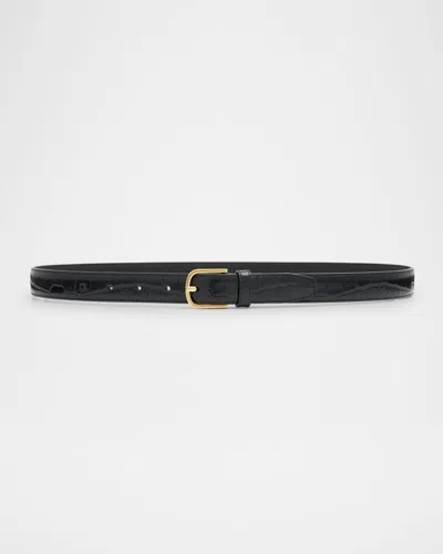 Totême Slim Croc-embossed Leather Belt In Brown