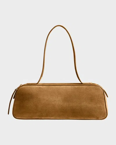 Khaite Simona Zip Suede Shoulder Bag In Brown