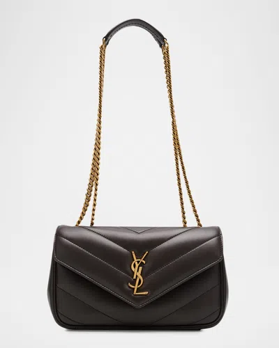 Saint Laurent Loulou Small Ysl Shoulder Bag In Quilted Leather In Brown