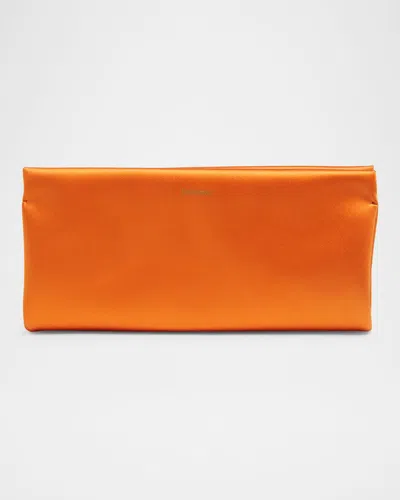 Saint Laurent Soft Ysl Clutch Bag In Satin In Orange