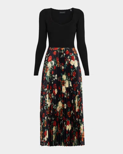 Elie Tahari The Mave Mixed Media Midi Dress In Multi