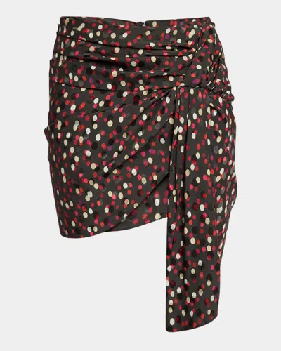 Isabel Marant Asymmetric Hem Mini Skirt With Polka Dots In Brown