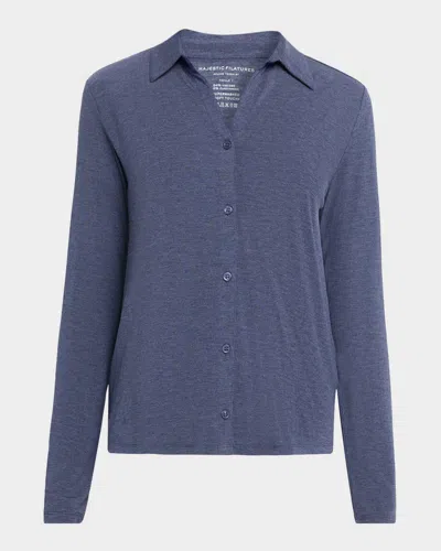 Majestic Soft Touch Long-sleeve Shirt In Blue