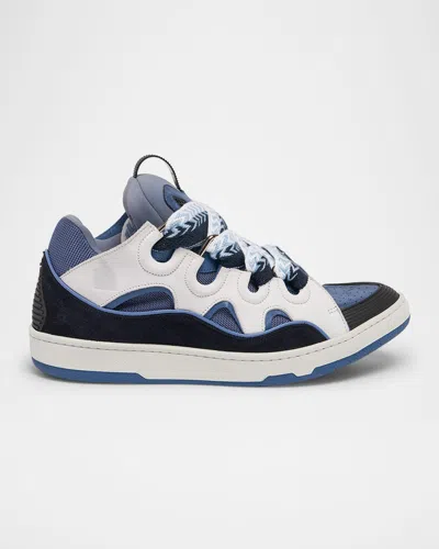 Lanvin Curb Leather Sneakers In Multi