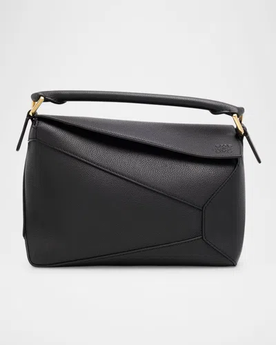 Loewe Puzzle Edge Small Top-handle Bag In Grain Leather In Black