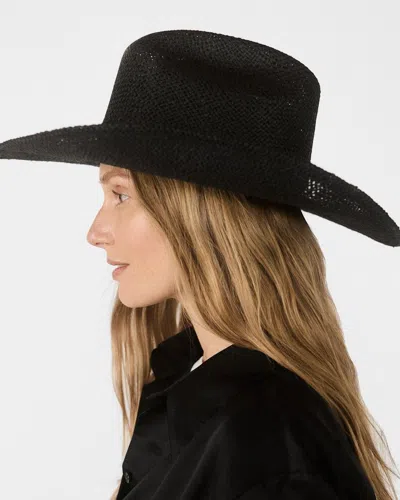 Janessa Leone Aiden Western Straw Fedora In Black
