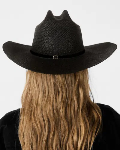 Janessa Leone Aiden Western Straw Fedora In Black