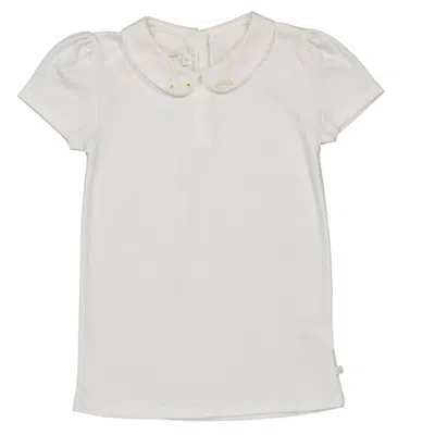 Marie Chantal Kids Embroidered Ruffle Collar Shirt In White