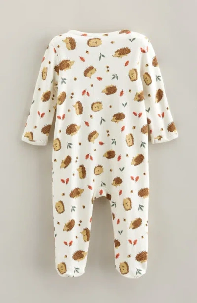 Nordstrom Print Zip Cotton Footie In White