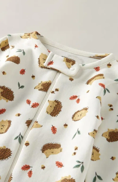 Nordstrom Print Zip Cotton Footie In White