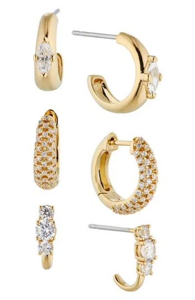 Nadri Cleo Hoop Triple Earring Set In Gold