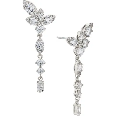 Nadri Whimsy Cubic Zirconia Cluster Linear Drop Earrings In Silver