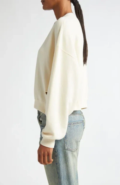 R13 Distressed Logo Graphic Crop Sweatshirt In Neutral