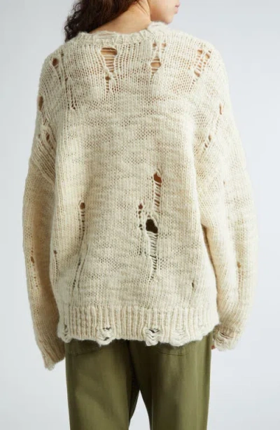 R13 Destroyed Pullover With Skeleton Print. In Neutral