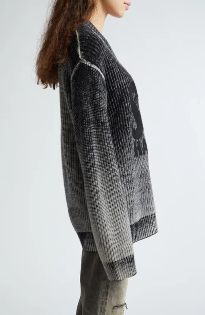 R13 Reverse-printed Wool Jumper In Gray
