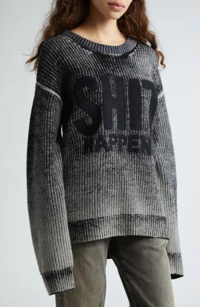 R13 Reverse-printed Wool Jumper In Gray