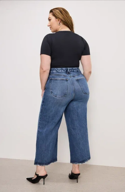 Good American Soft Tech Good Waist High Waist Crop Palazzo Jeans In Blue