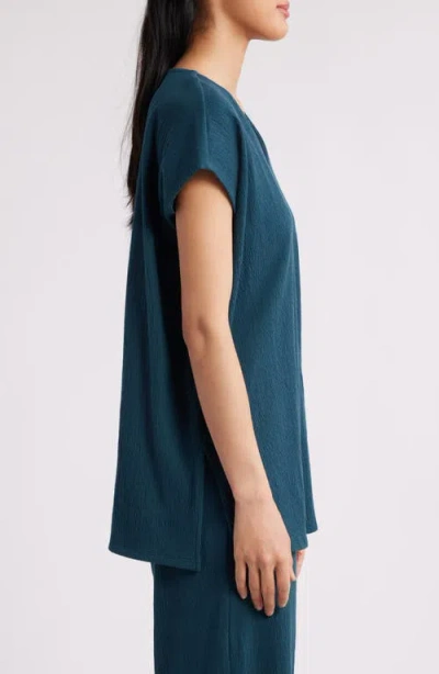 Eileen Fisher Cap Sleeve Boxy Tunic Top In Blue