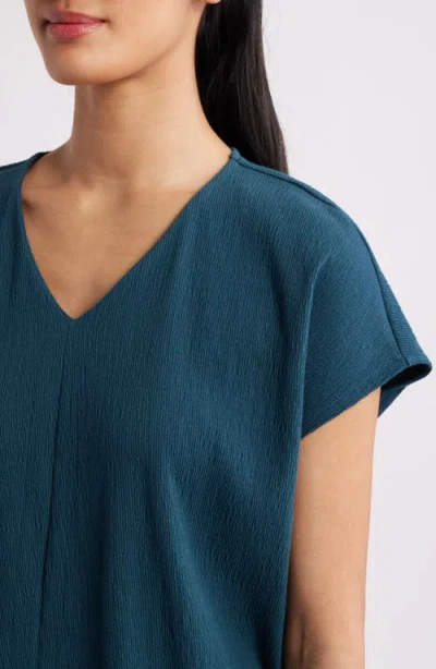 Eileen Fisher Cap Sleeve Boxy Tunic Top In Blue