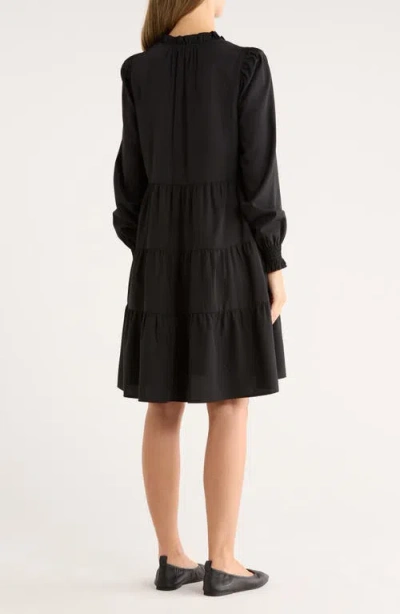Caslon ® Long Sleeve Tiered Crepe Dress In Black