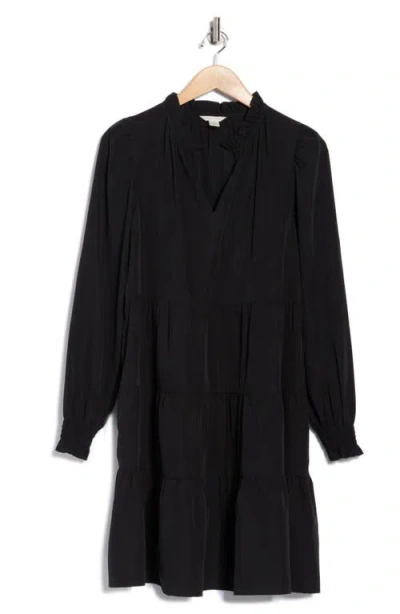 Caslon ® Long Sleeve Tiered Crepe Dress In Black