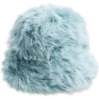 Tasha Extra Fluffy Faux Fur Bucket Hat In Blue
