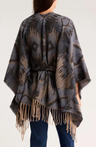 Bcbg Belted Western Jacquard Topper In Gray