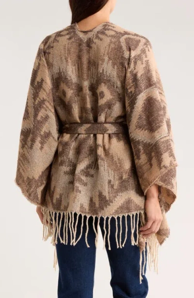 Bcbg Belted Western Jacquard Topper In Brown