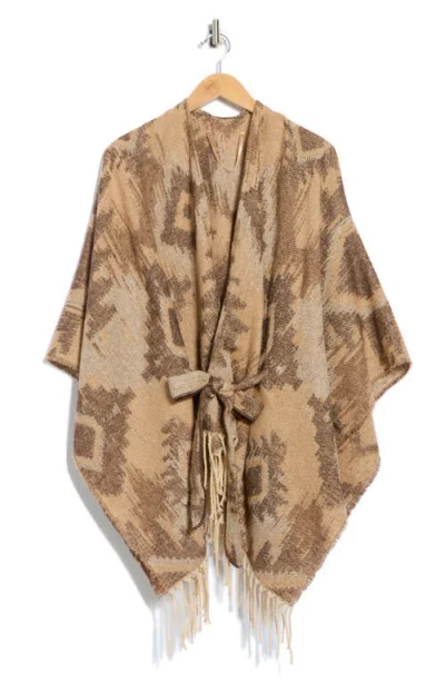 Bcbg Belted Western Jacquard Topper In Brown