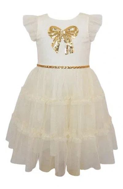 Zunie Kids' Glitter Tiered Skirt Dress In Neutral