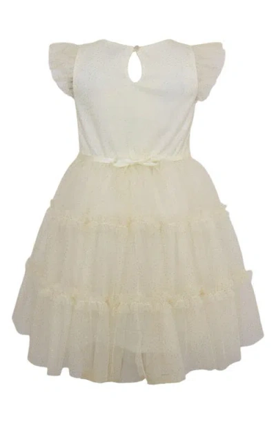 Zunie Kids' Glitter Tiered Skirt Dress In Neutral