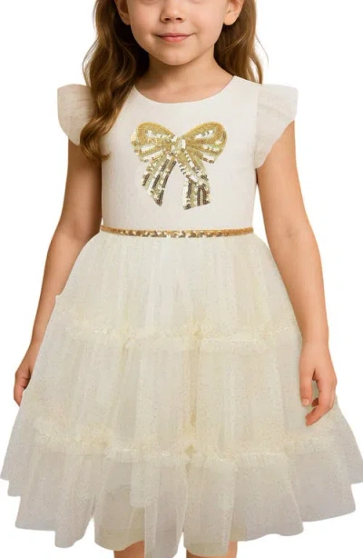 Zunie Kids' Glitter Tiered Skirt Dress In Neutral