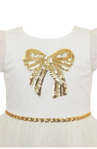 Zunie Kids' Glitter Tiered Skirt Dress In Neutral